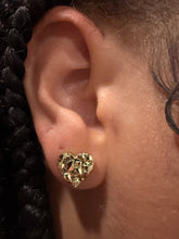 Load image into Gallery viewer, Gold Heart Nugget Stud Earrings (14K Gold Plated)