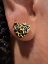 Load image into Gallery viewer, Gold Heart Nugget Stud Earrings (14K Gold Plated)