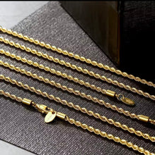 Load image into Gallery viewer, 18K Gold Plated 4MM Rope Chain Necklace
