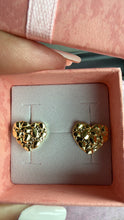 Load image into Gallery viewer, Gold Heart Nugget Stud Earrings (14K Gold Plated)

